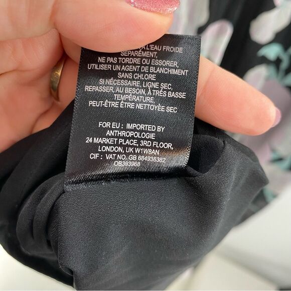 Anthropologie Maeve XS Paola Silk Floral Mini Dress Black Flowy Long Sleeve Boho - Picture 12 of 12